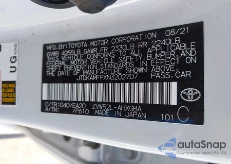 2022 Toyota Prius Prime Xle из США, поврежденный, VIN JTDKAMFPXN3202707